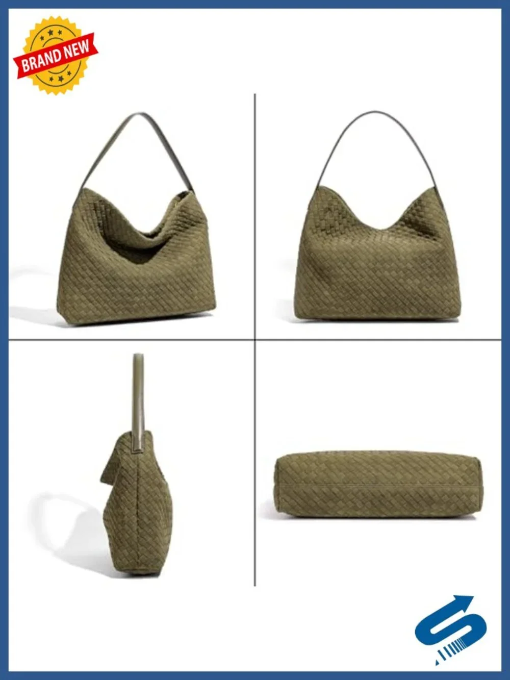 Suede Tote Bag Woven Hobo Handbag Slouchy Shoulder Purse Crossbody